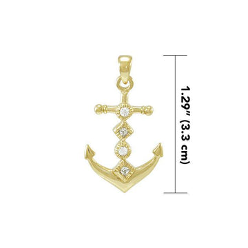 Anchor Gold Vermeil Pendant with Gemstone VPD4047 - Jewelry